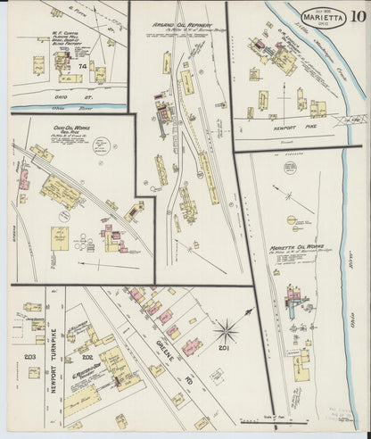 Sanborn Fire Insurance Map from Marietta, Washington County, Ohio (1890), Sheet #0010 - Historic Sanborn Fire Insurance Map Print, vintage old map wall art, antique decor, genealogy gift, Ohio Ohio map