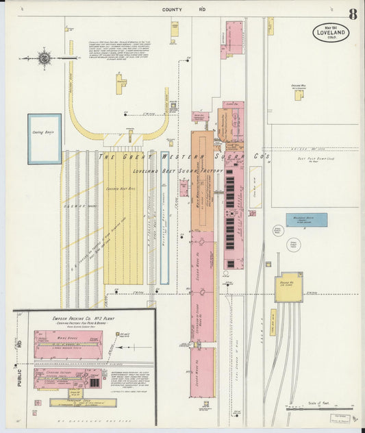 Sanborn Fire Insurance Map from Loveland, Larimer County, Colorado (1911), Sheet #0008 - Historic Sanborn Fire Insurance Map Print, vintage old map wall art, antique decor, genealogy gift, Colorado Colorado map