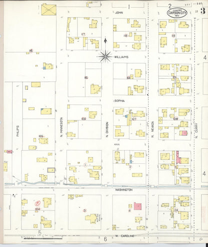Sanborn Fire Insurance Map from Carson City, Carson City County, Nevada (1941), Sheet #0003 - Complete Map Set gallery image, historic Sanborn map, vintage wall art, Nevada Nevada