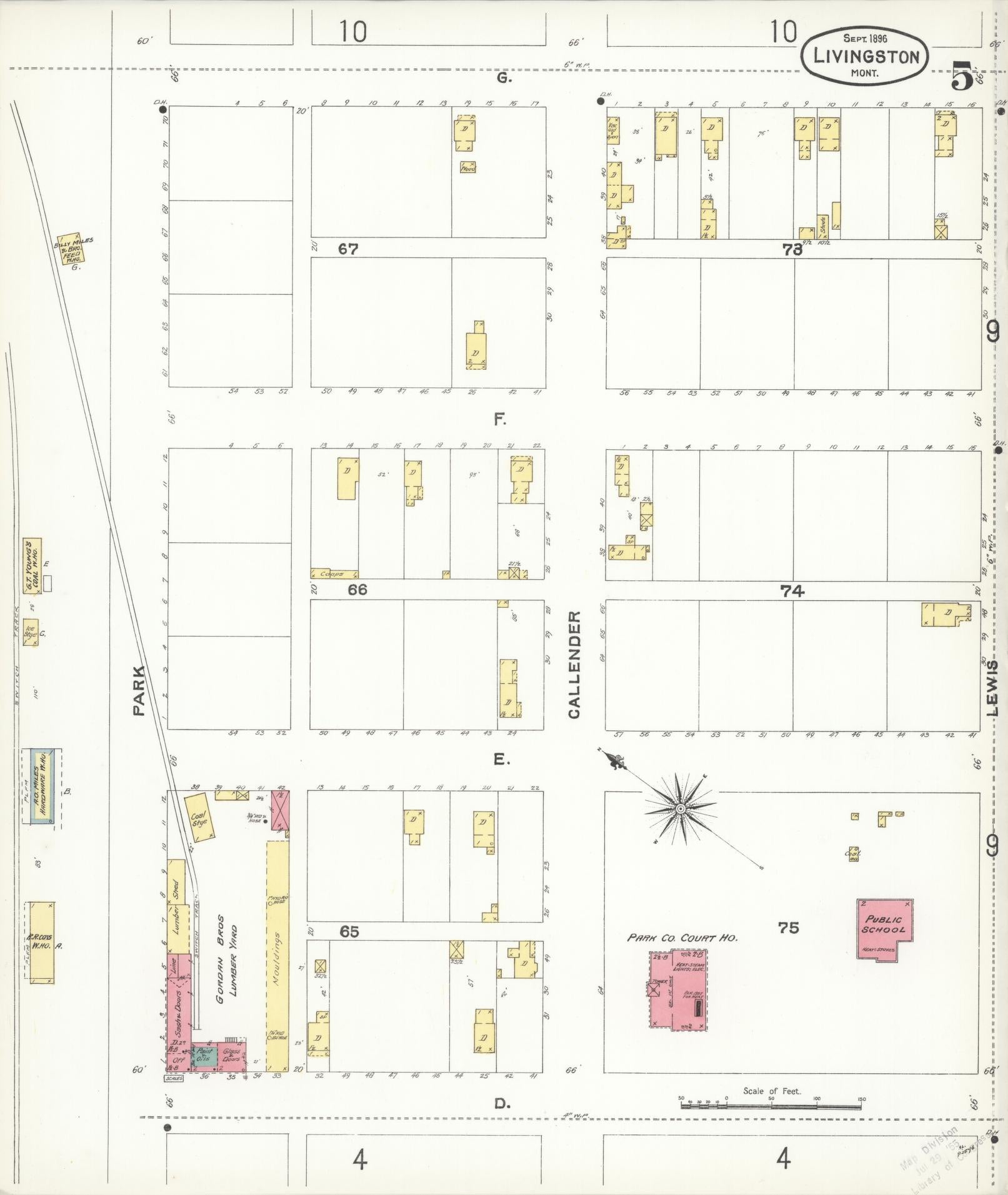 Sanborn Fire Insurance Map from Livingston, Park County, Montana (1896), Sheet #0005 - Complete Map Set gallery image, historic Sanborn map, vintage wall art, Montana Montana
