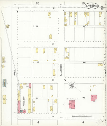 Sanborn Fire Insurance Map from Livingston, Park County, Montana (1896), Sheet #0005 - Complete Map Set gallery image, historic Sanborn map, vintage wall art, Montana Montana