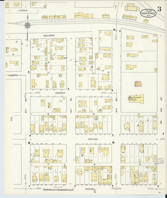 Sanborn Fire Insurance Map from Iron River, Iron County, Michigan (1913), Sheet #0003 - Historic Sanborn Fire Insurance Map Print, vintage old map wall art, antique decor, genealogy gift, Michigan Michigan map