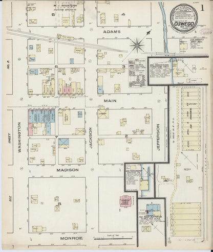 Sanborn Fire Insurance Map from Oswego, Kendall County, Illinois (1885), Sheet #0001 - Historic Sanborn Fire Insurance Map Print, vintage old map wall art, antique decor, genealogy gift, Illinois Illinois map