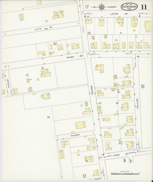 Sanborn Fire Insurance Map from Dyersburg, Dyer County, Tennessee (1914), Sheet #0011 - Historic Sanborn Fire Insurance Map Print, vintage old map wall art, antique decor, genealogy gift, Tennessee Tennessee map