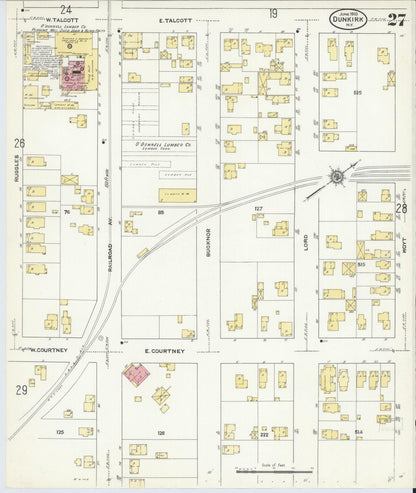 Sanborn Fire Insurance Map from Dunkirk, Chautauqua County, New York (1910), Sheet #0027 - Complete Map Set gallery image, historic Sanborn map, vintage wall art, New York New York