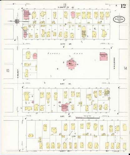 Sanborn Fire Insurance Map from Salina, Saline County, Kansas (1911), Sheet #0012 - Complete Map Set gallery image, historic Sanborn map, vintage wall art, Kansas Kansas