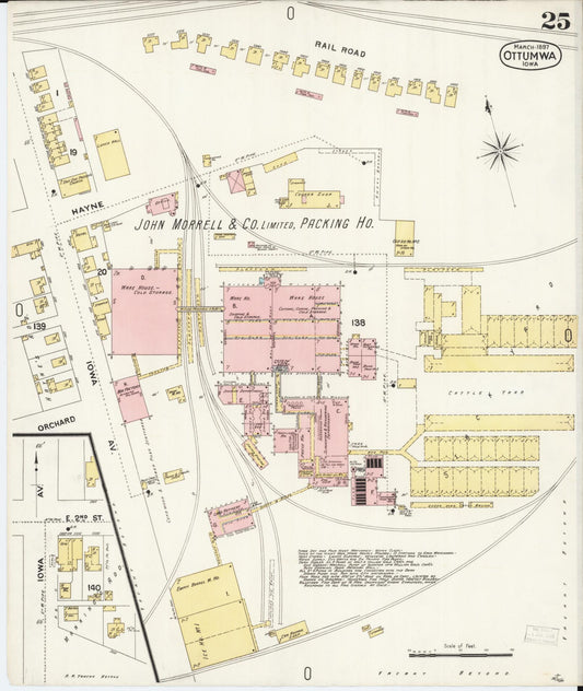 Sanborn Fire Insurance Map from Ottumwa, Wapello County, Iowa (1897), Sheet #0025 - Historic Sanborn Fire Insurance Map Print, vintage old map wall art