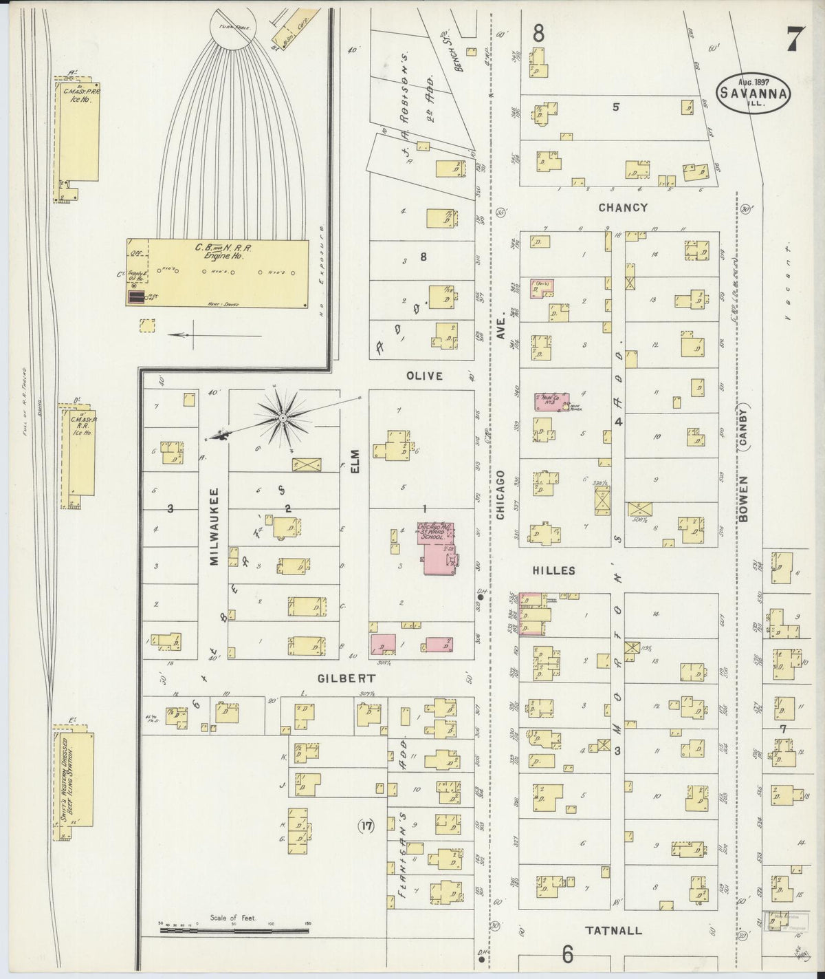 Sanborn Fire Insurance Map from Savanna, Carroll County, Illinois (1897), Sheet #0007 - Complete Map Set gallery image, historic Sanborn map, vintage wall art, Illinois Illinois