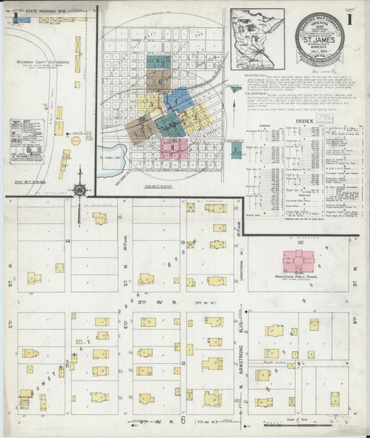 Sanborn Fire Insurance Map from Saint James, Watonwan County, Minnesota. (1924) – Map View