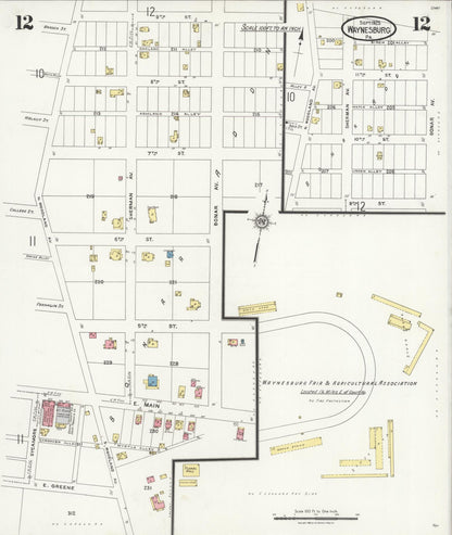 Sanborn Fire Insurance Map from Waynesburg, Greene County, Pennsylvania (1925), Sheet #0012 - Complete Map Set gallery image, historic Sanborn map, vintage wall art, Pennsylvania Pennsylvania
