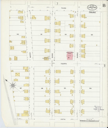 Sanborn Fire Insurance Map from Lansford, Carbon County, Pennsylvania (1908), Sheet #0008 - Historic Sanborn Fire Insurance Map Print, vintage old map wall art, antique decor, genealogy gift, Pennsylvania Pennsylvania map