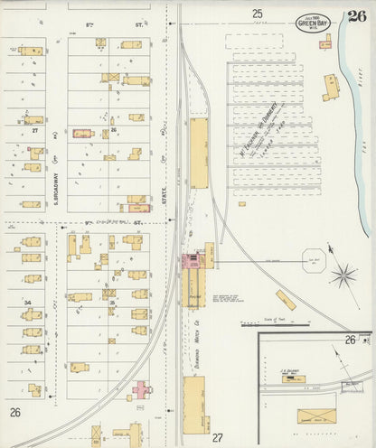 Sanborn Fire Insurance Map from Green Bay, Brown County, Wisconsin (1900), Sheet #0026 - Historic Sanborn Fire Insurance Map Print, vintage old map wall art, antique decor, genealogy gift, Wisconsin Wisconsin map