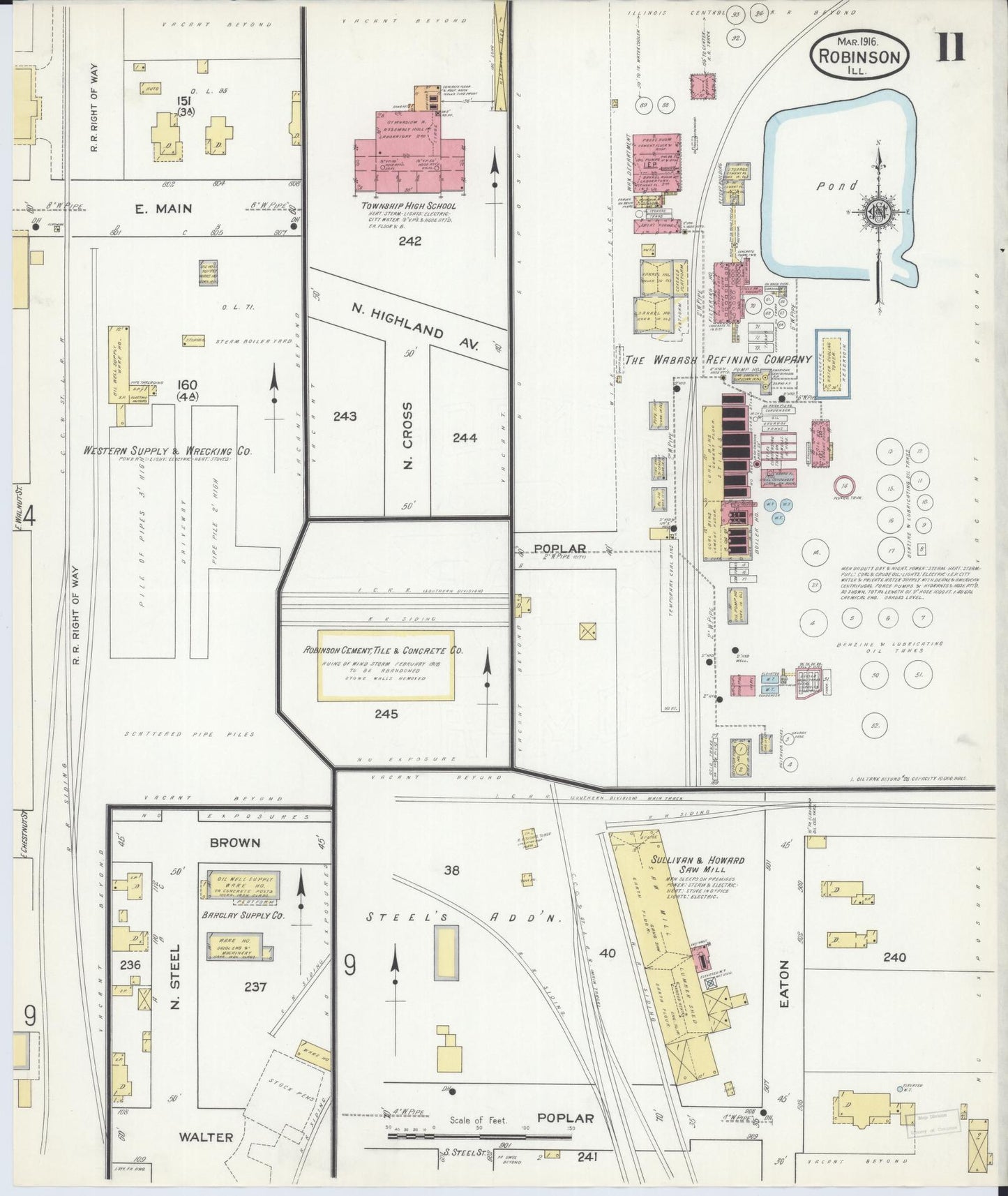 Sanborn Fire Insurance Map from Robinson, Crawford County, Illinois (1916), Sheet #0011 - Complete Map Set gallery image, historic Sanborn map, vintage wall art, Illinois Illinois