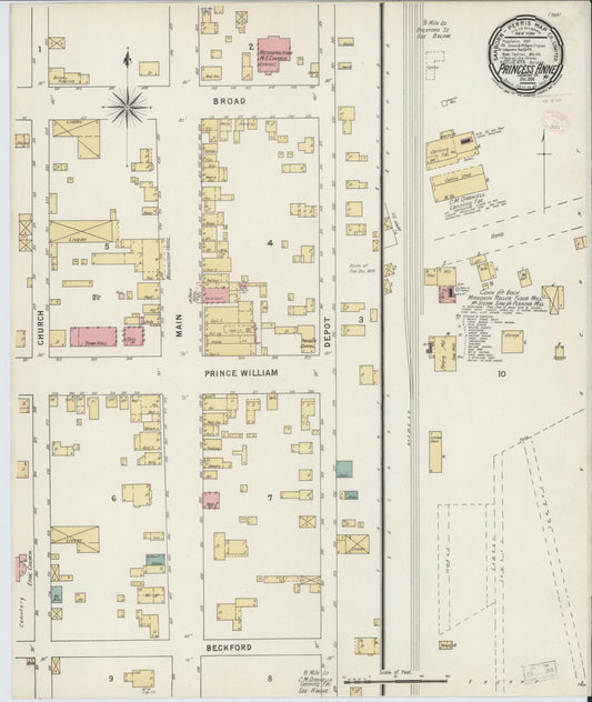 Sanborn Fire Insurance Map from Princess Anne, Somerset County, Maryland (1894), Sheet #0001 - Historic Sanborn Fire Insurance Map Print, vintage old map wall art, antique decor, genealogy gift, Maryland Maryland map