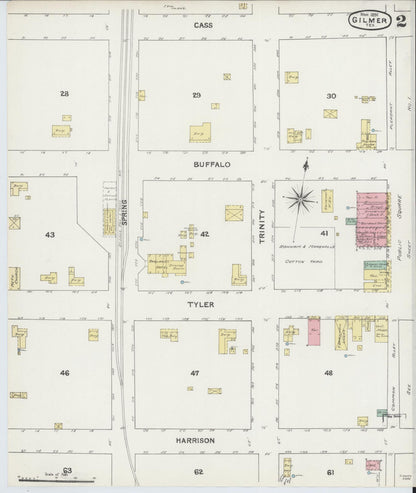 Sanborn Fire Insurance Map from Gilmer, Upshur County, Texas (1891), Sheet #0002 - Complete Map Set gallery image, historic Sanborn map, vintage wall art, Texas Texas