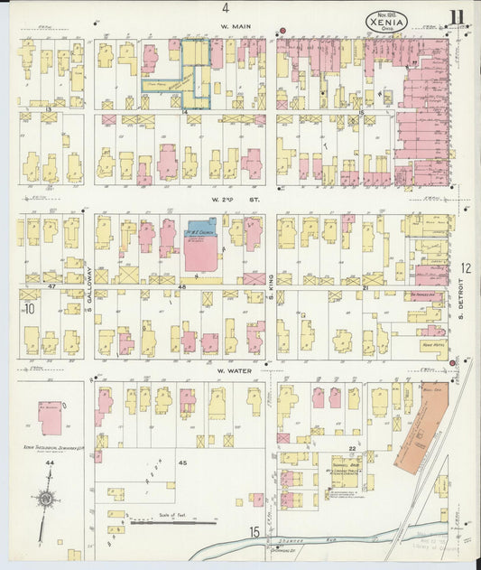 Sanborn Fire Insurance Map from Xenia, Greene County, Ohio (1910), Sheet #0011 - Historic Sanborn Fire Insurance Map Print, vintage old map wall art, antique decor, genealogy gift, Ohio Ohio map