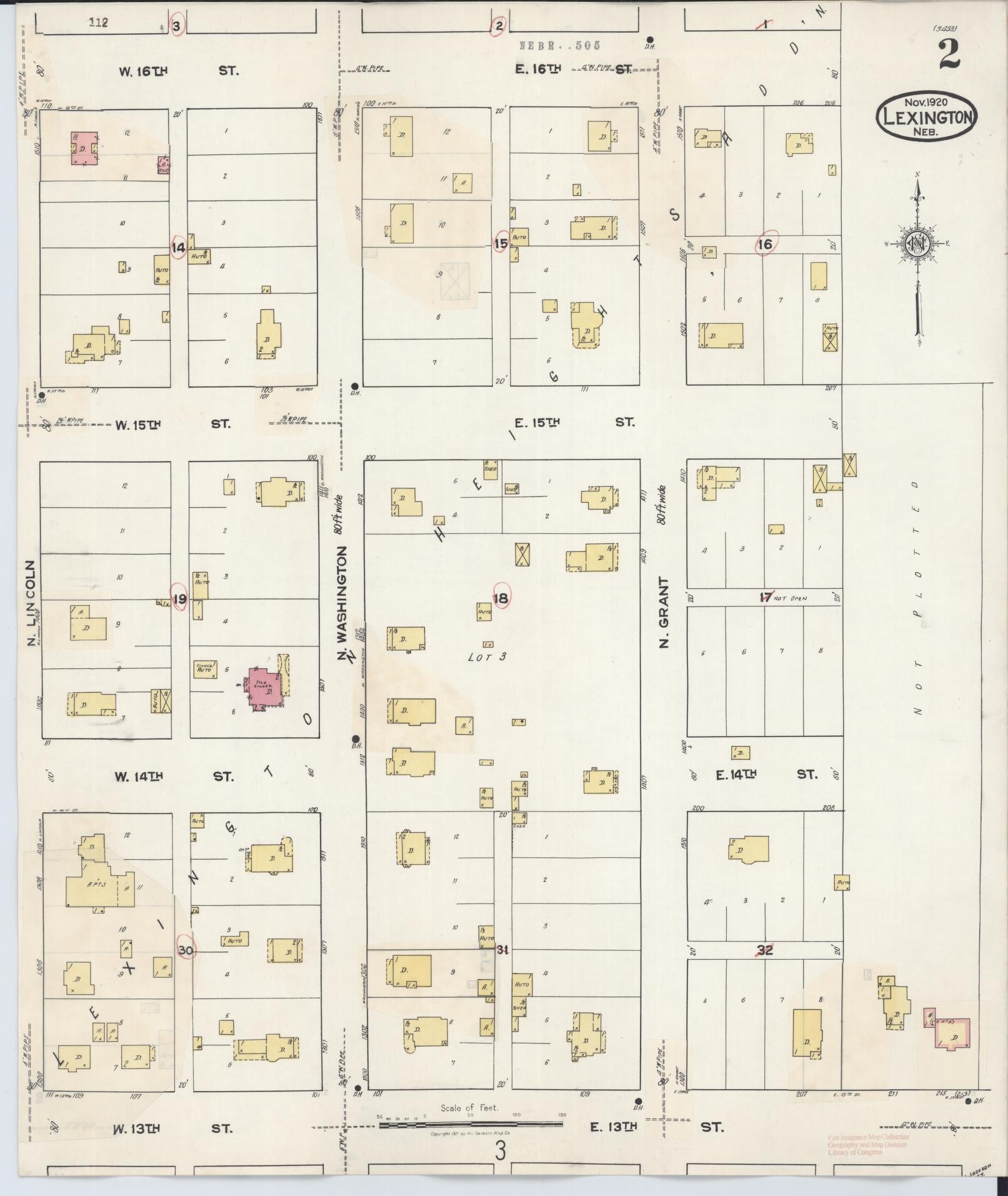 Sanborn Fire Insurance Map from Lexington, Dawson County, Nebraska (1943), Sheet #0002 - Complete Map Set gallery image, historic Sanborn map, vintage wall art, Nebraska Nebraska
