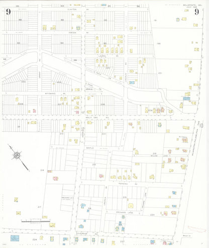 Sanborn Fire Insurance Map from Bellefonte, New Castle County, Delaware (1936), Sheet #0009 - Complete Map Set gallery image, historic Sanborn map, vintage wall art, Delaware Delaware