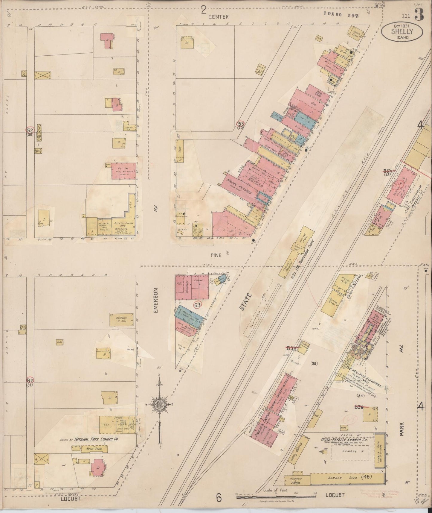 Sanborn Fire Insurance Map from Shelley, Bingham County, Idaho (1935), Sheet #0003 - Historic Sanborn Fire Insurance Map Print, vintage old map wall art, antique decor, genealogy gift, Idaho Idaho map