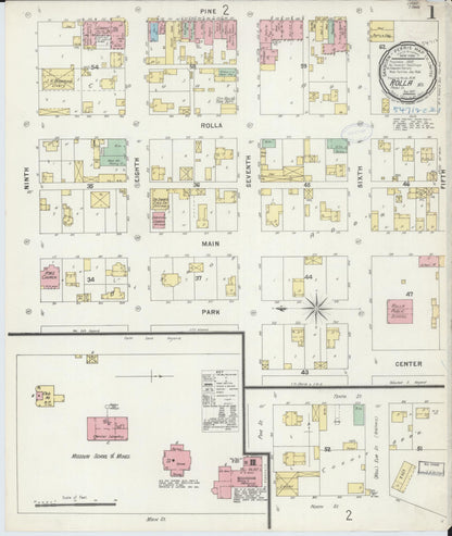 Sanborn Fire Insurance Map from Rolla, Phelps County, Missouri (1897), Sheet #0001 - Complete Map Set gallery image, historic Sanborn map, vintage wall art, Missouri Missouri