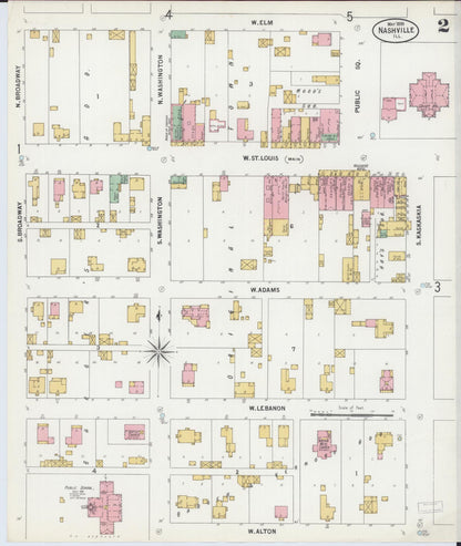 Sanborn Fire Insurance Map from Nashville, Washington County, Illinois (1899), Sheet #0002 - Complete Map Set gallery image, historic Sanborn map, vintage wall art, Illinois Illinois