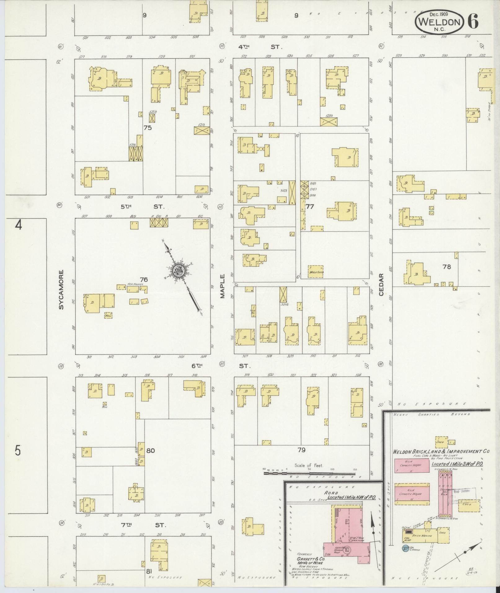 Sanborn Fire Insurance Map from Weldon, Halifax County, North Carolina (1909), Sheet #0006 - Complete Map Set gallery image, historic Sanborn map, vintage wall art, North Carolina North Carolina