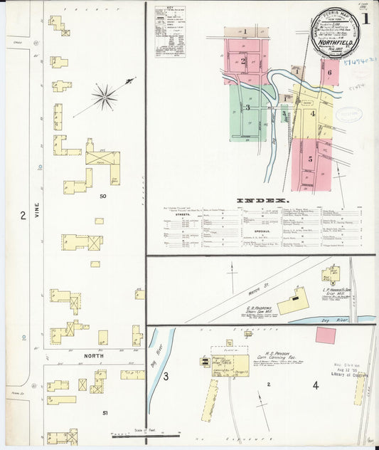 Sanborn Fire Insurance Map from Northfield, Washington County, Vermont (1897), Sheet #0001 - Complete Map Set gallery image, historic Sanborn map, vintage wall art, Vermont Vermont