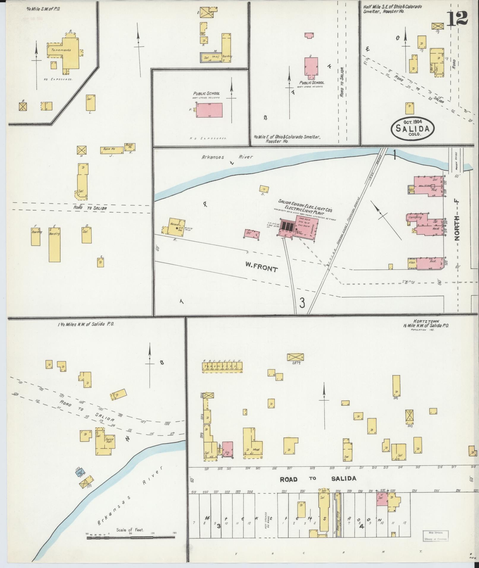 Sanborn Fire Insurance Map from Salida, Chaffee County, Colorado (1904), Sheet #0012 - Complete Map Set gallery image, historic Sanborn map, vintage wall art, Colorado Colorado