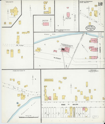 Sanborn Fire Insurance Map from Salida, Chaffee County, Colorado (1904), Sheet #0012 - Complete Map Set gallery image, historic Sanborn map, vintage wall art, Colorado Colorado