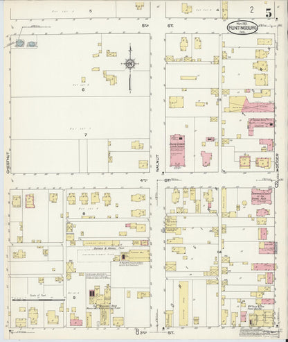 Sanborn Fire Insurance Map from Huntingburg, Dubois County, Indiana (1913), Sheet #0005 - Complete Map Set gallery image, historic Sanborn map, vintage wall art, Indiana Indiana