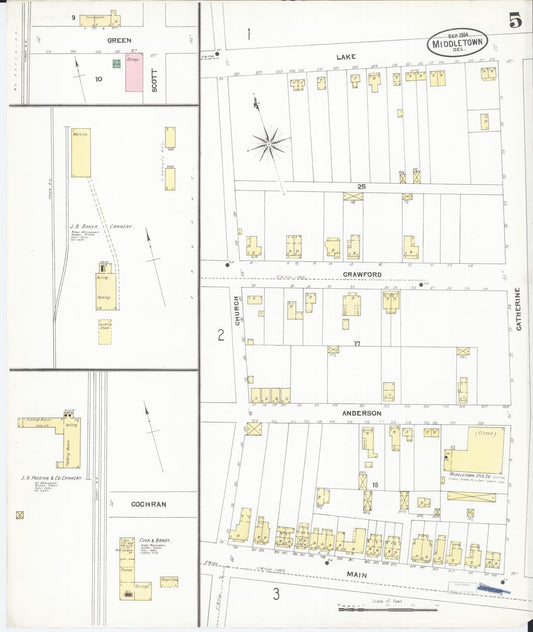Sanborn Fire Insurance Map from Middletown, New Castle County, Delaware (1904), Sheet #0005 - Historic Sanborn Fire Insurance Map Print, vintage old map wall art, antique decor, genealogy gift, Delaware Delaware map