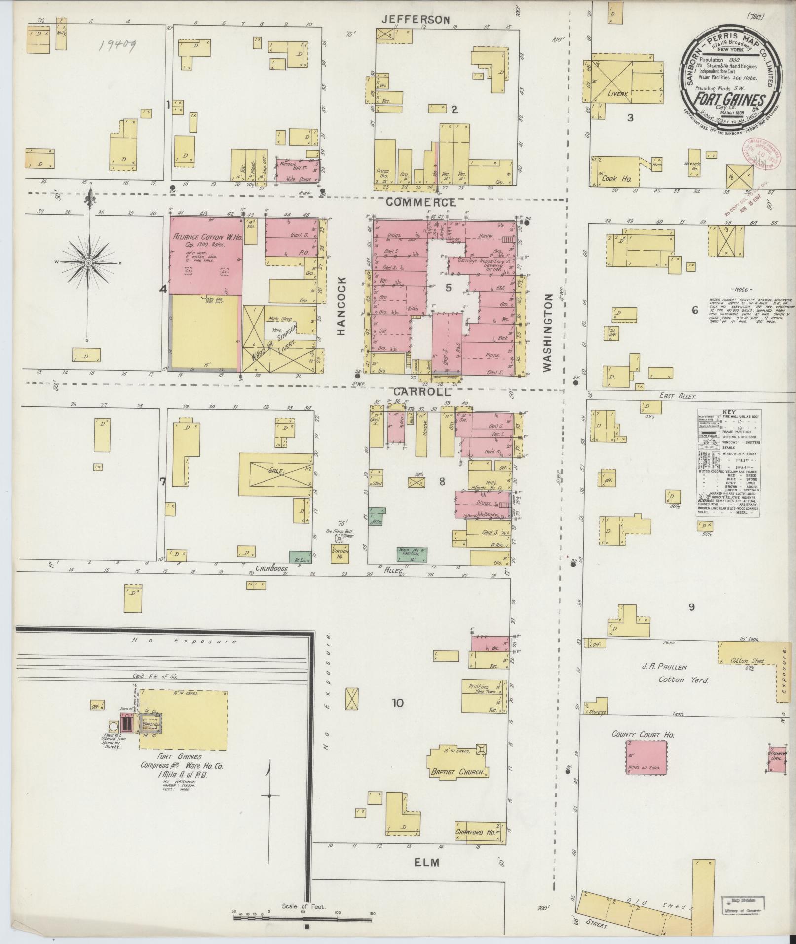 Sanborn Fire Insurance Map from Fort Gaines, Clay County, Georgia. (1895) – Historic Sanborn Fire Insurance Map Print