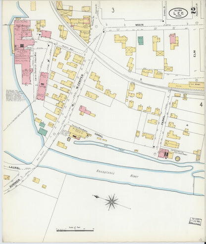 Sanborn Fire Insurance Map from Lee, Berkshire County, Massachusetts (1905), Sheet #0002 - Historic Sanborn Fire Insurance Map Print, vintage old map wall art, antique decor, genealogy gift, Massachusetts Massachusetts map