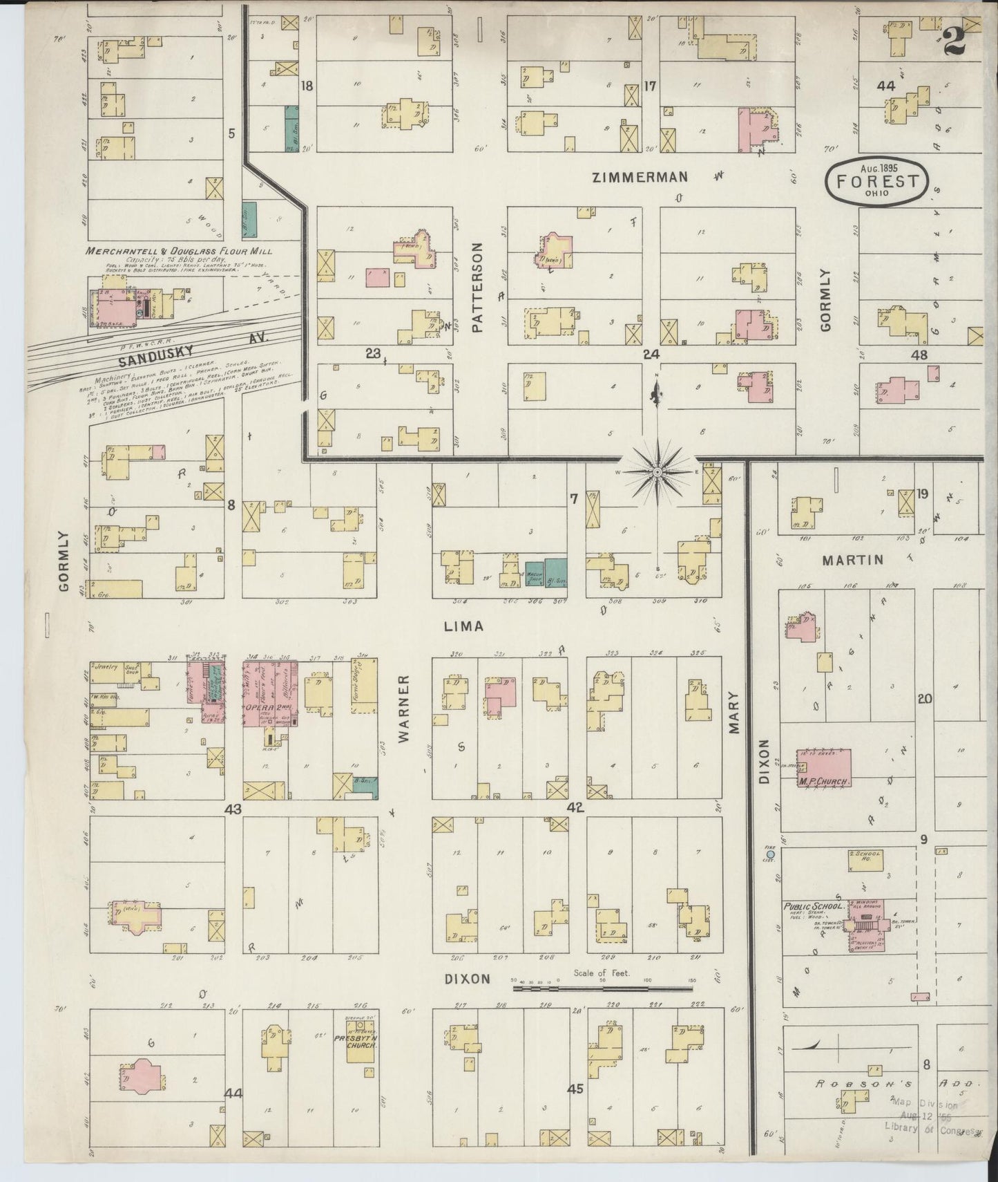 Sanborn Fire Insurance Map from Forest, Hardin County, Ohio (1895), Sheet #0002 - Historic Sanborn Fire Insurance Map Print, vintage old map wall art, antique decor, genealogy gift, Ohio Ohio map