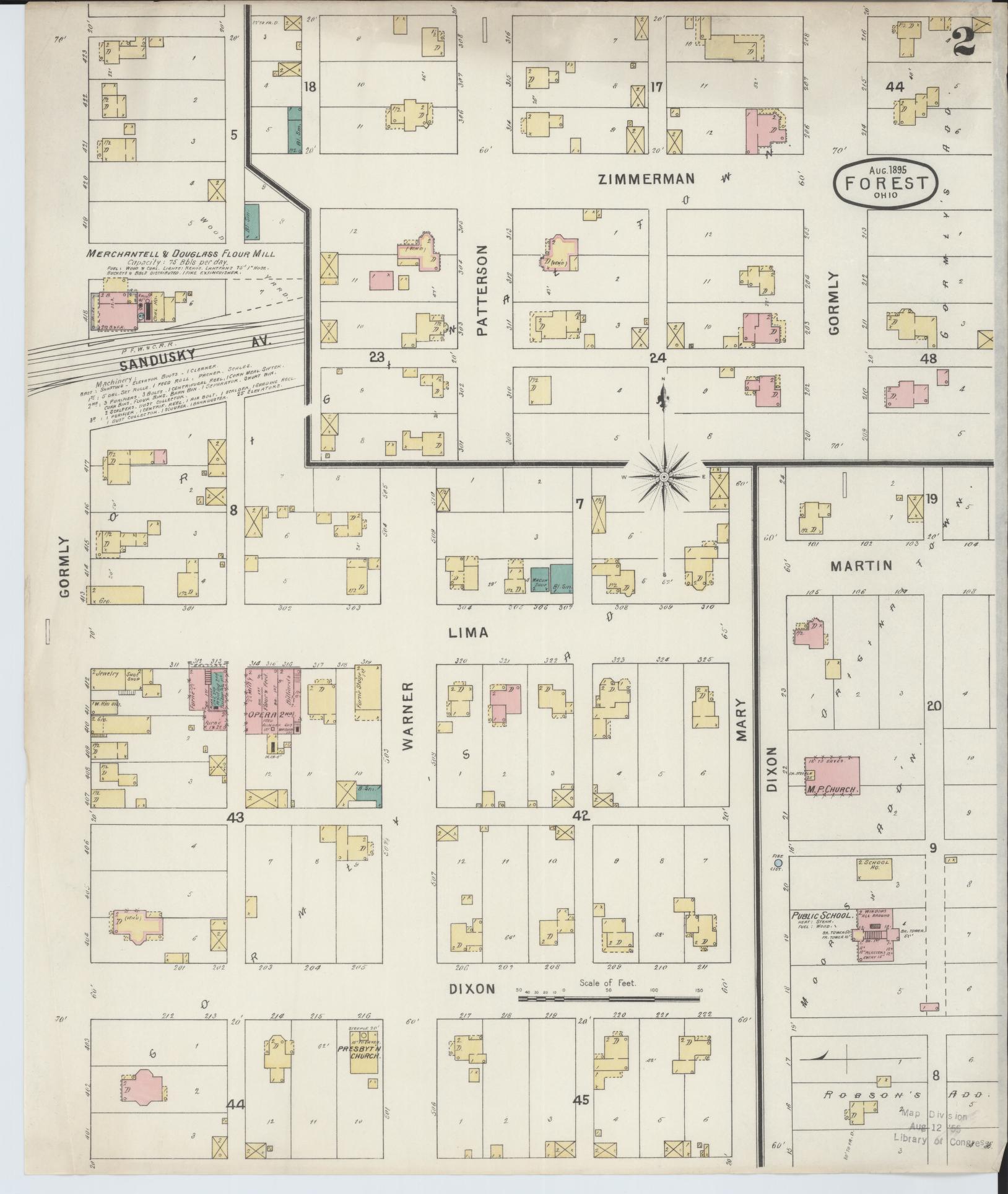 Sanborn Fire Insurance Map from Forest, Hardin County, Ohio (1895), Sheet #0002 - Historic Sanborn Fire Insurance Map Print, vintage old map wall art, antique decor, genealogy gift, Ohio Ohio map