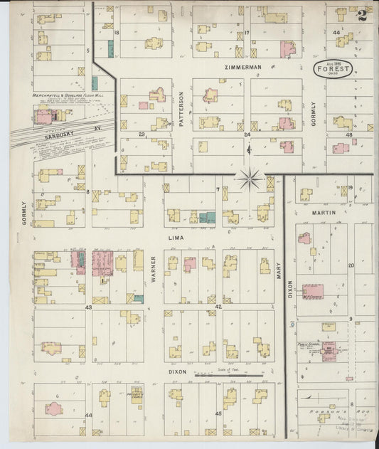 Sanborn Fire Insurance Map from Forest, Hardin County, Ohio (1895), Sheet #0002 - Historic Sanborn Fire Insurance Map Print, vintage old map wall art, antique decor, genealogy gift, Ohio Ohio map