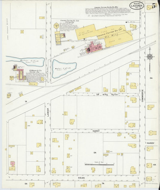 Sanborn Fire Insurance Map from Ladonia, Fannin County, Texas (1911), Sheet #0005 - Historic Sanborn Fire Insurance Map Print, vintage old map wall art, antique decor, genealogy gift, Texas Texas map