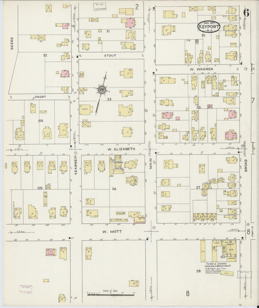 Sanborn Fire Insurance Map from Keyport, Monmouth County, New Jersey (1914), Sheet #0006 - Historic Sanborn Fire Insurance Map Print, vintage old map wall art, antique decor, genealogy gift, New Jersey New Jersey map