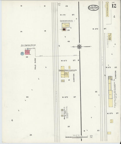 Sanborn Fire Insurance Map from Canyon, Randall County, Texas (1920), Sheet #0012 - Complete Map Set gallery image, historic Sanborn map, vintage wall art, Texas Texas