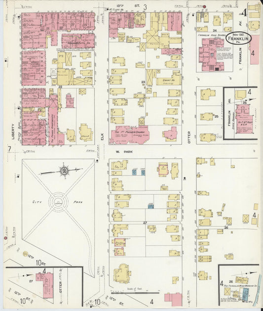 Sanborn Fire Insurance Map from Franklin, Venango County, Pennsylvania (1912), Sheet #0004 - Historic Sanborn Fire Insurance Map Print, vintage old map wall art, antique decor, genealogy gift, Pennsylvania Pennsylvania map