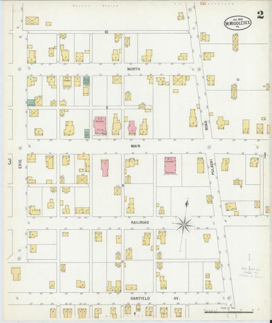 Sanborn Fire Insurance Map from West Middlesex, Mercer County, Pennsylvania (1900), Sheet #0002 - Historic Sanborn Fire Insurance Map Print, vintage old map wall art, antique decor, genealogy gift, Pennsylvania Pennsylvania map