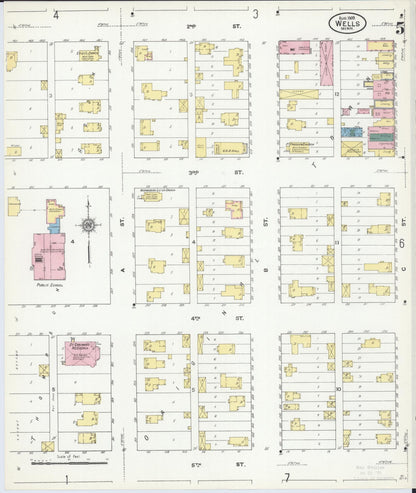 Sanborn Fire Insurance Map from Wells, Faribault County, Minnesota (1909), Sheet #0005 - Historic Sanborn Fire Insurance Map Print, vintage old map wall art, antique decor, genealogy gift, Minnesota Minnesota map