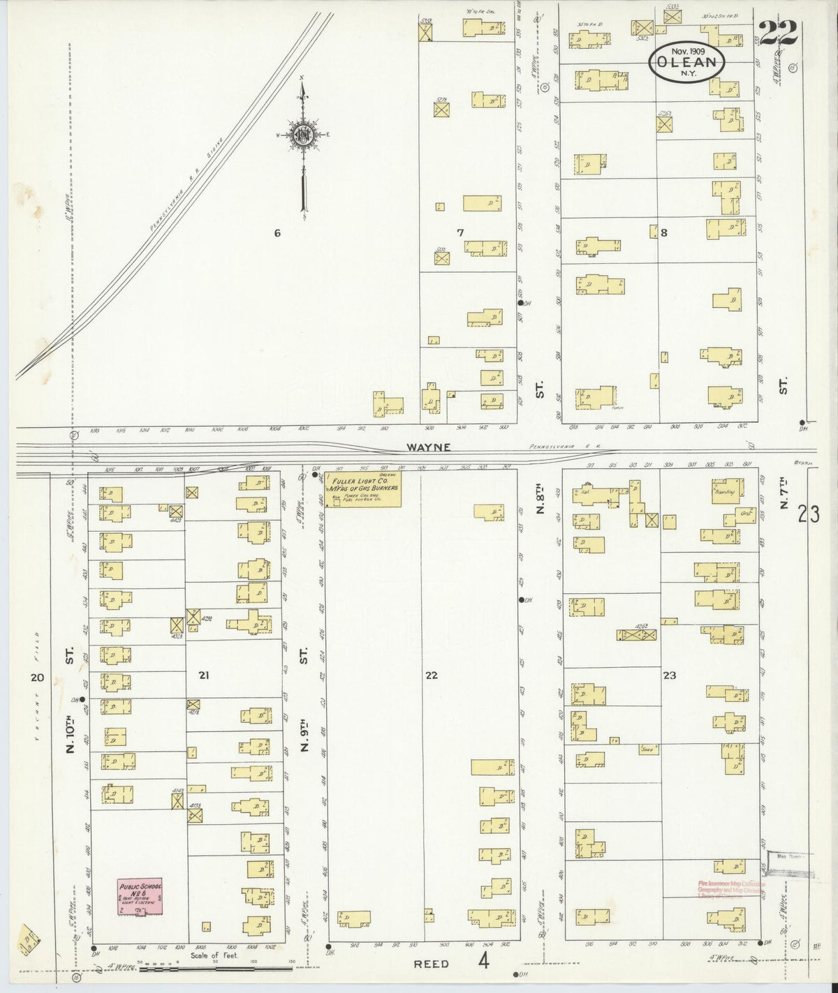 Sanborn Fire Insurance Map from Olean, Cattaraugus County, New York (1909), Sheet #0022 - Complete Map Set gallery image, historic Sanborn map, vintage wall art, New York New York