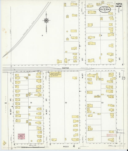 Sanborn Fire Insurance Map from Olean, Cattaraugus County, New York (1909), Sheet #0022 - Complete Map Set gallery image, historic Sanborn map, vintage wall art, New York New York