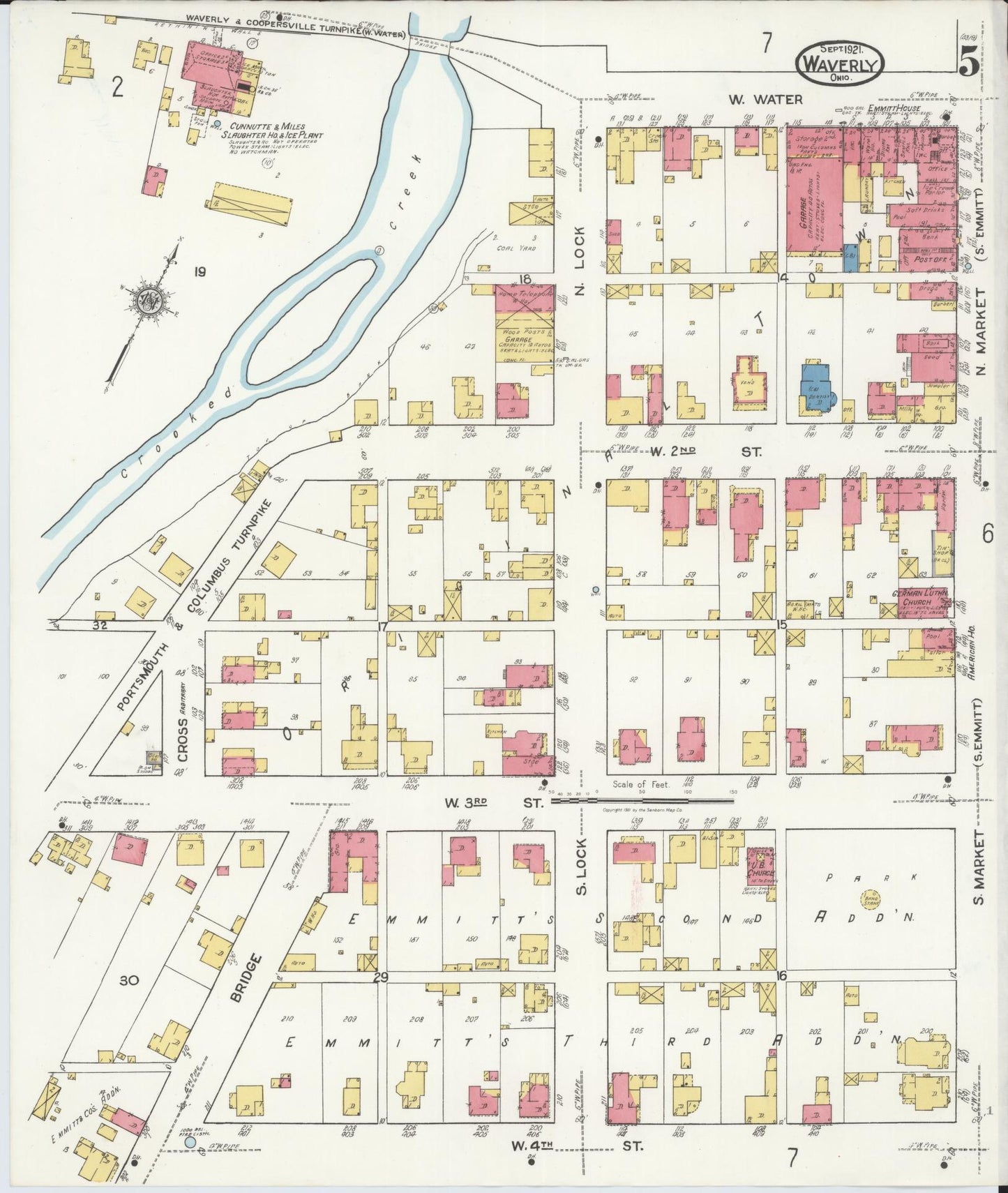 Sanborn Fire Insurance Map from Waverly, Pike County, Ohio (1921), Sheet #0005 - Complete Map Set gallery image, historic Sanborn map, vintage wall art, Ohio Ohio