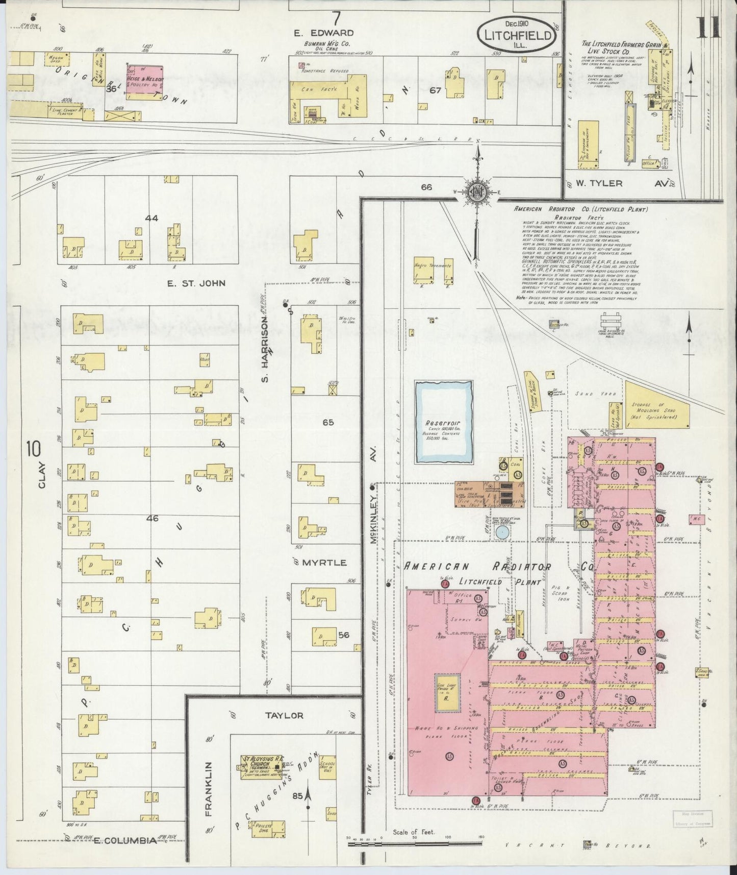 Sanborn Fire Insurance Map from Litchfield, Montgomery County, Illinois (1910), Sheet #0011 - Complete Map Set gallery image, historic Sanborn map, vintage wall art, Illinois Illinois