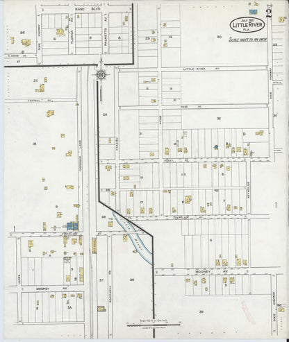 Sanborn Fire Insurance Map from Little River, Dade County, Florida (1921), Sheet #0002 - Complete Map Set gallery image, historic Sanborn map, vintage wall art, Florida Florida