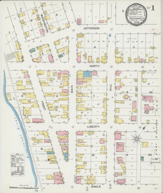 Sanborn Fire Insurance Map from Fountain City, Buffalo County, Wisconsin (1892), Sheet #0001 - Historic Sanborn Fire Insurance Map Print, vintage old map wall art, antique decor, genealogy gift, Wisconsin Wisconsin map
