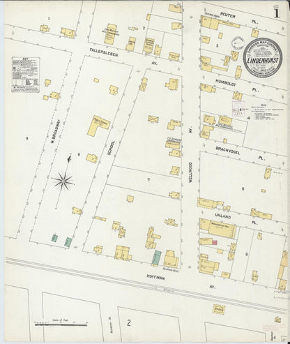 Sanborn Fire Insurance Map from Lindenhurst, Suffolk County, New York (1902), Sheet #0001 - Historic Sanborn Fire Insurance Map Print, vintage old map wall art, antique decor, genealogy gift, New York New York map