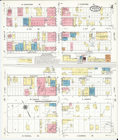 Sanborn Fire Insurance Map from Hays, Ellis County, Kansas (1918), Sheet #0004 - Complete Map Set gallery image, historic Sanborn map, vintage wall art, Kansas Kansas